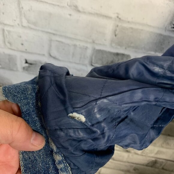 Vintage Blanket Lined Jean Jacket Firefighter Workwear USA E-One 90s Y2K - Picture 16 of 16